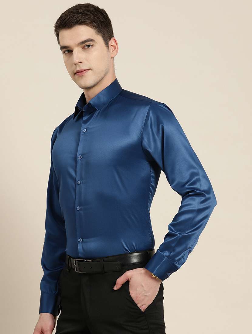 men solid collared long sleeve regular fit shirt - 22039185 -  Standard Image - 1