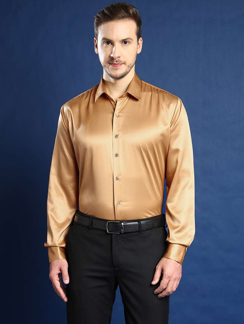 men solid collared long sleeve regular fit shirt - 22039186 -  Standard Image - 1