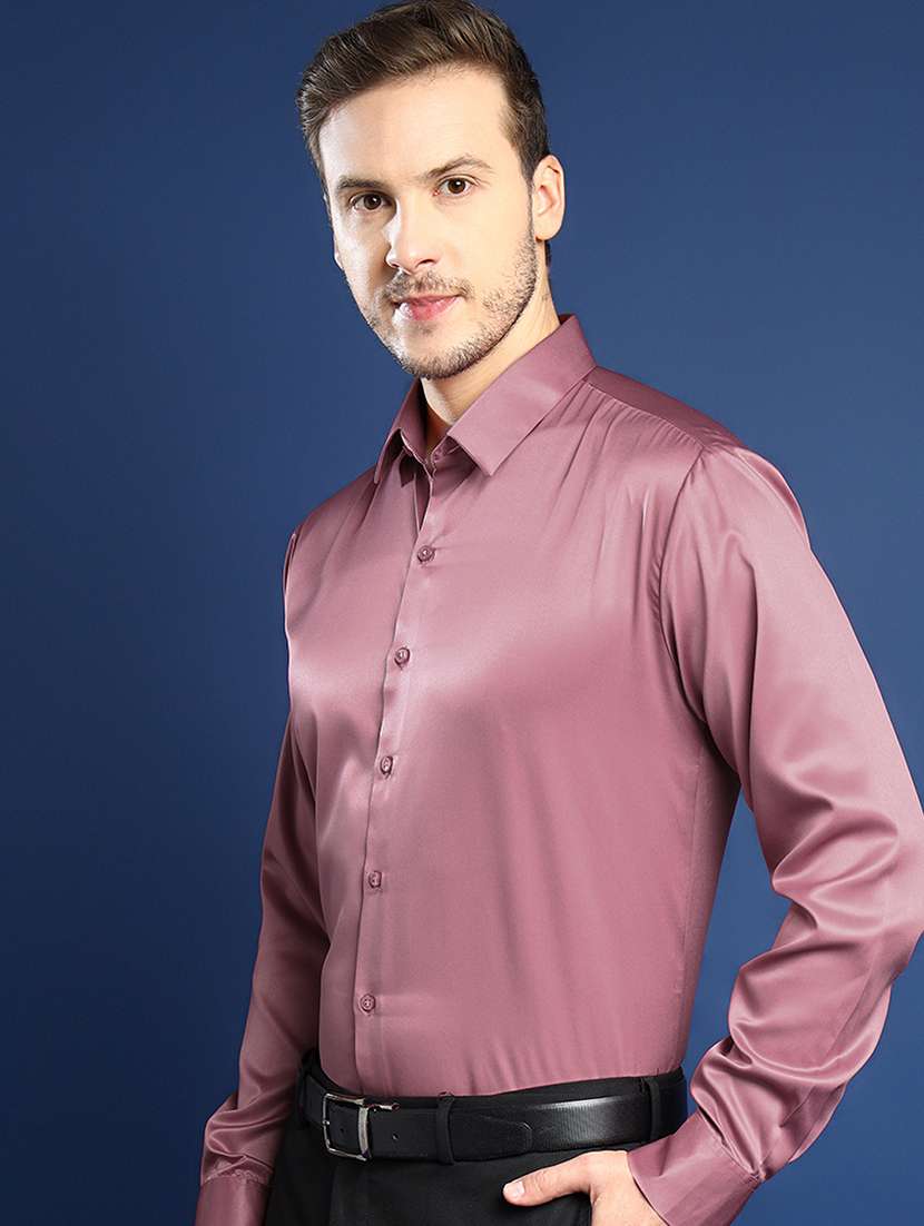 men solid collared long sleeve regular fit shirt - 22039190 -  Standard Image - 1