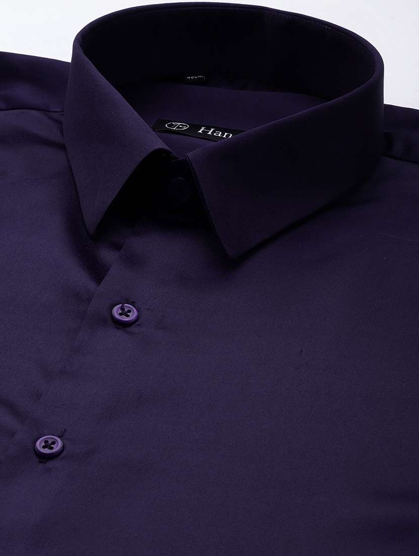 men solid collared long sleeve regular fit shirt - 22039191 -  Standard Image - 4