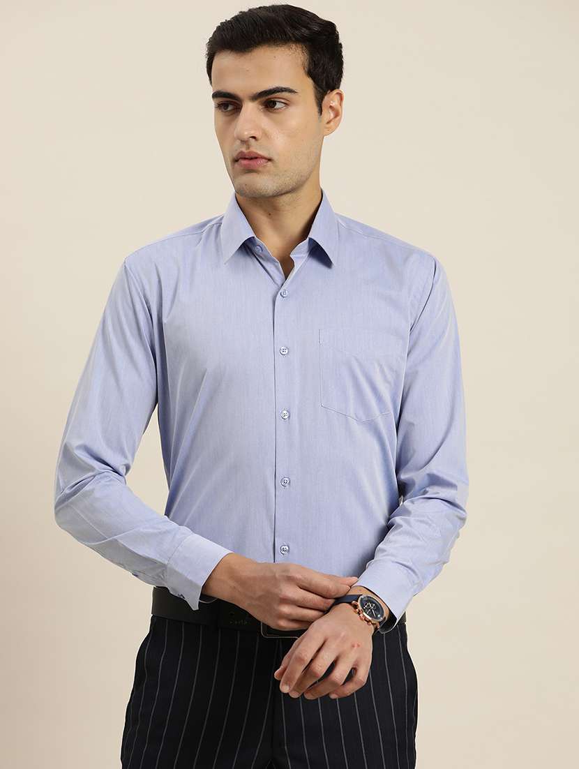 men solid collared long sleeve regular fit shirt - 22039196 -  Standard Image - 1