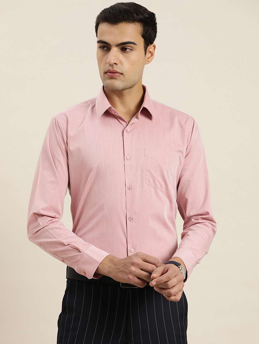 men solid collared long sleeve regular fit shirt - 22039197 -  Standard Image - 1