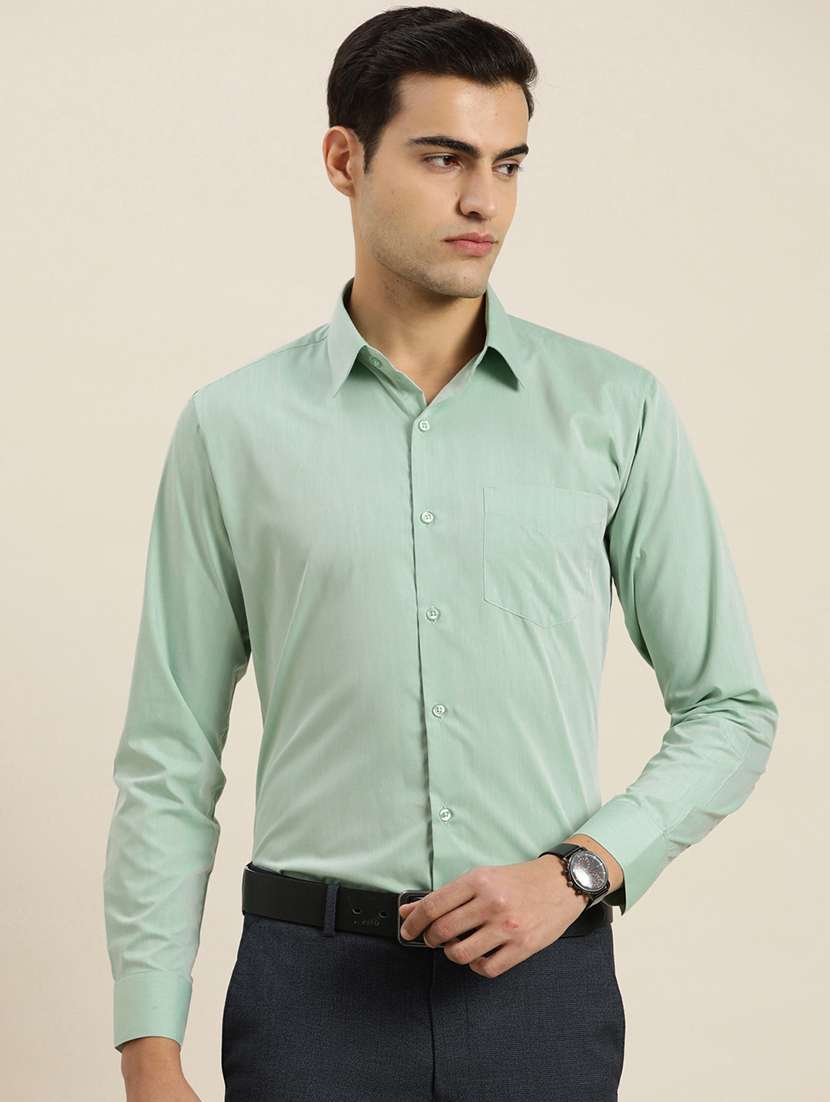 men solid collared long sleeve regular fit shirt - 22039198 -  Standard Image - 1