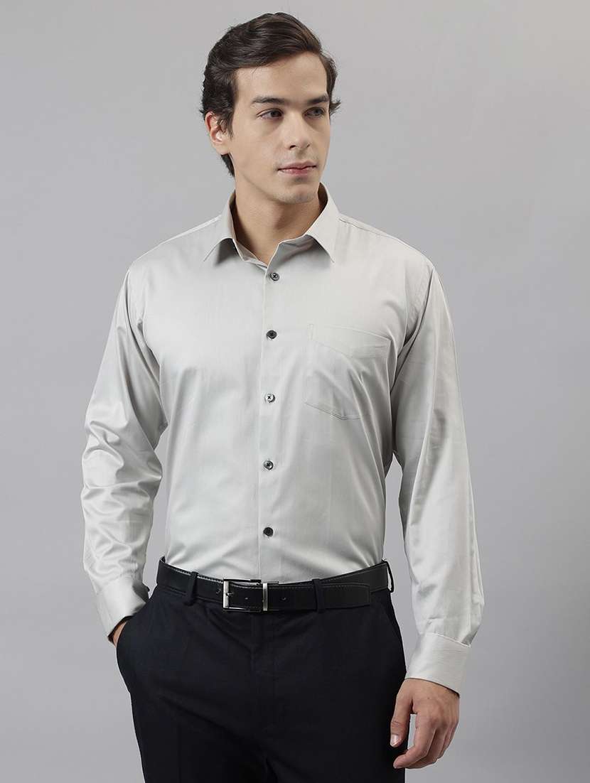 men solid collared long sleeve regular fit shirt - 22039205 -  Standard Image - 1