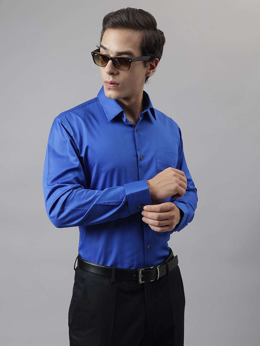 men solid collared long sleeve regular fit shirt - 22039206 -  Standard Image - 1