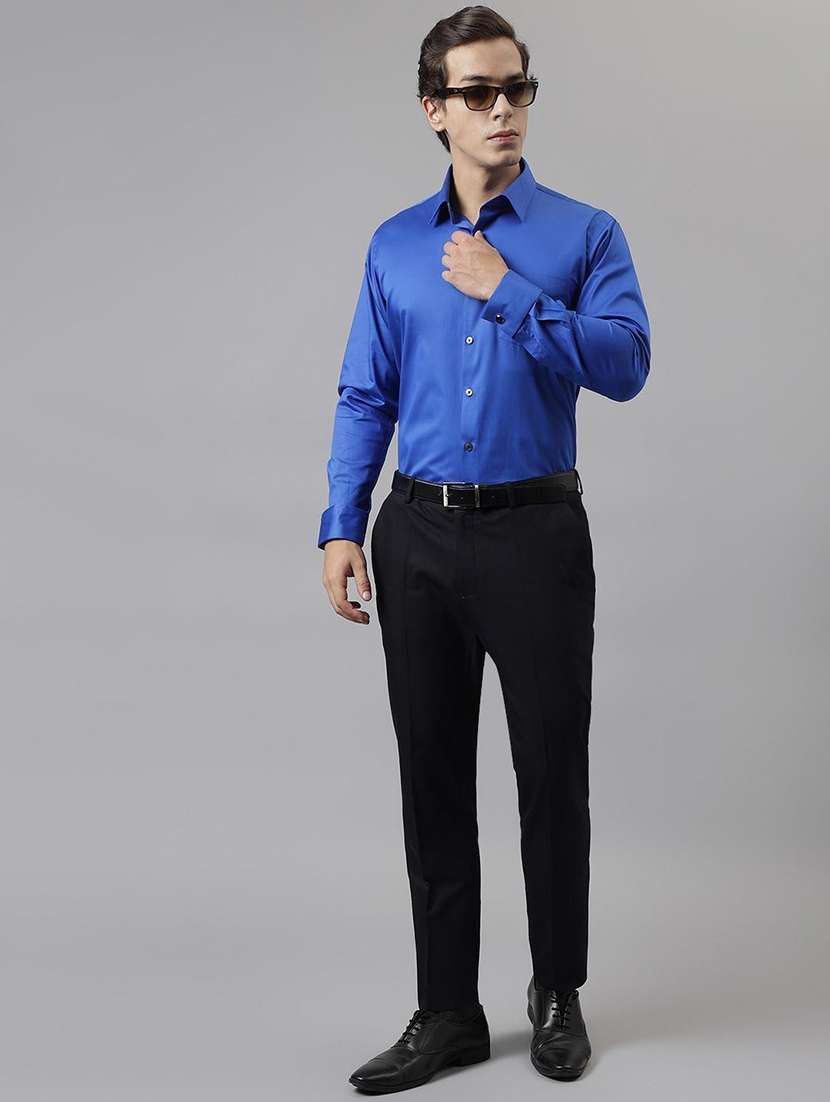 men solid collared long sleeve regular fit shirt - 22039206 -  Standard Image - 4