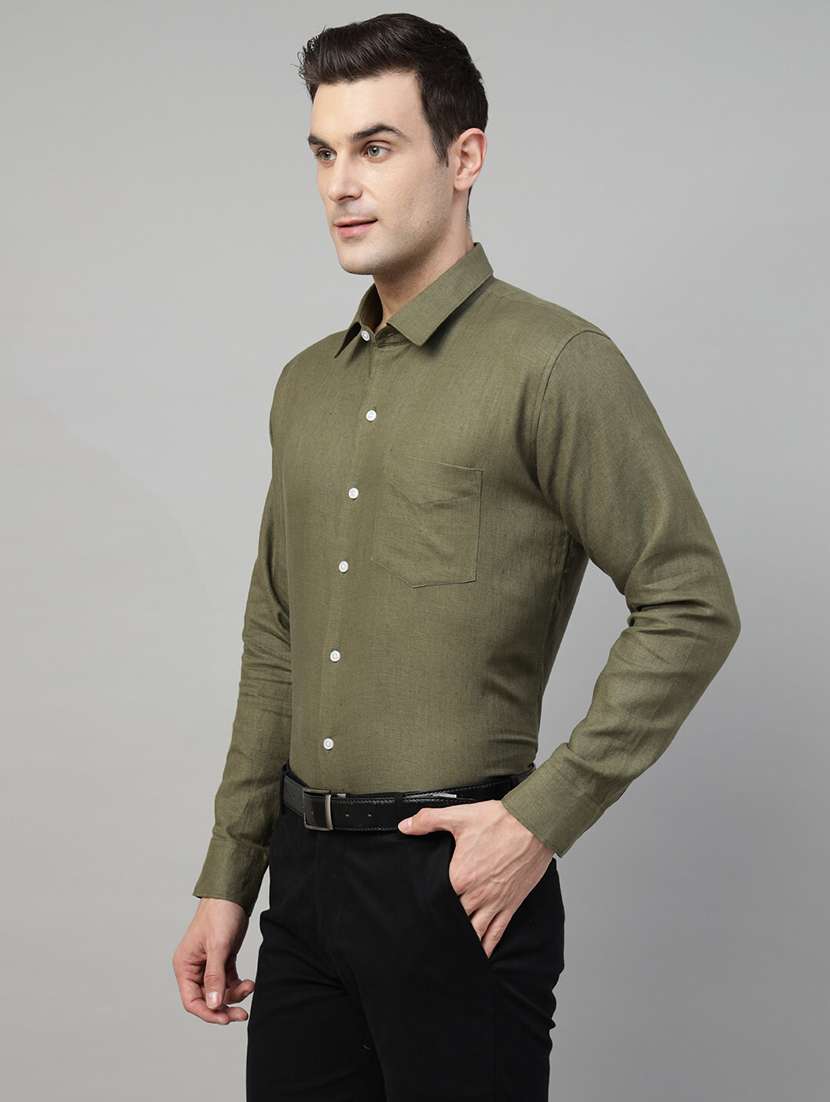 men solid collared long sleeve regular fit shirt - 22039210 -  Standard Image - 1