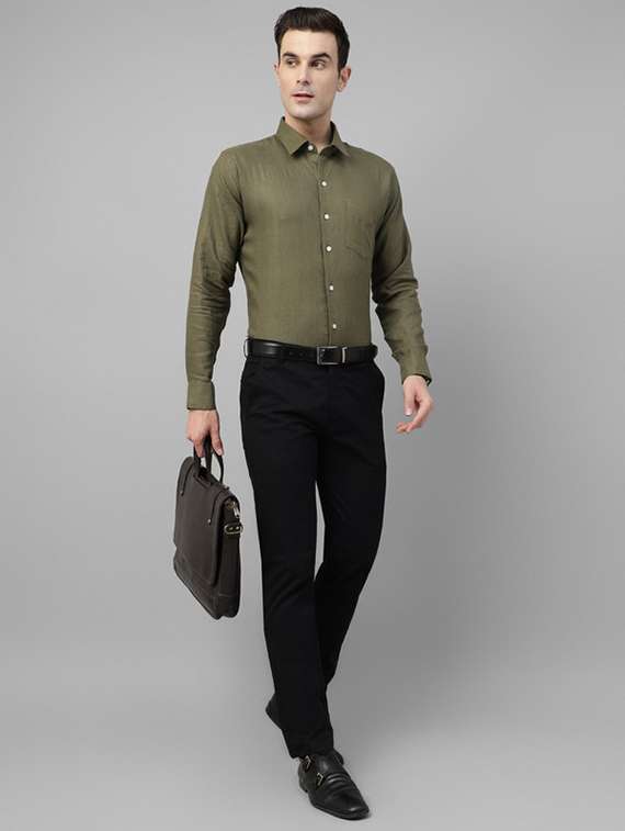 men solid collared long sleeve regular fit shirt - 22039210 -  Standard Image - 4