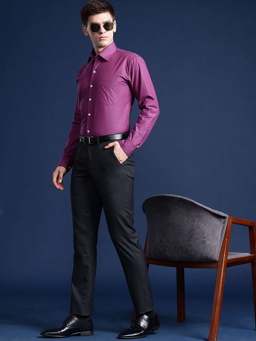 men solid collared long sleeve regular fit shirt - 22039215 -  Standard Image - 4