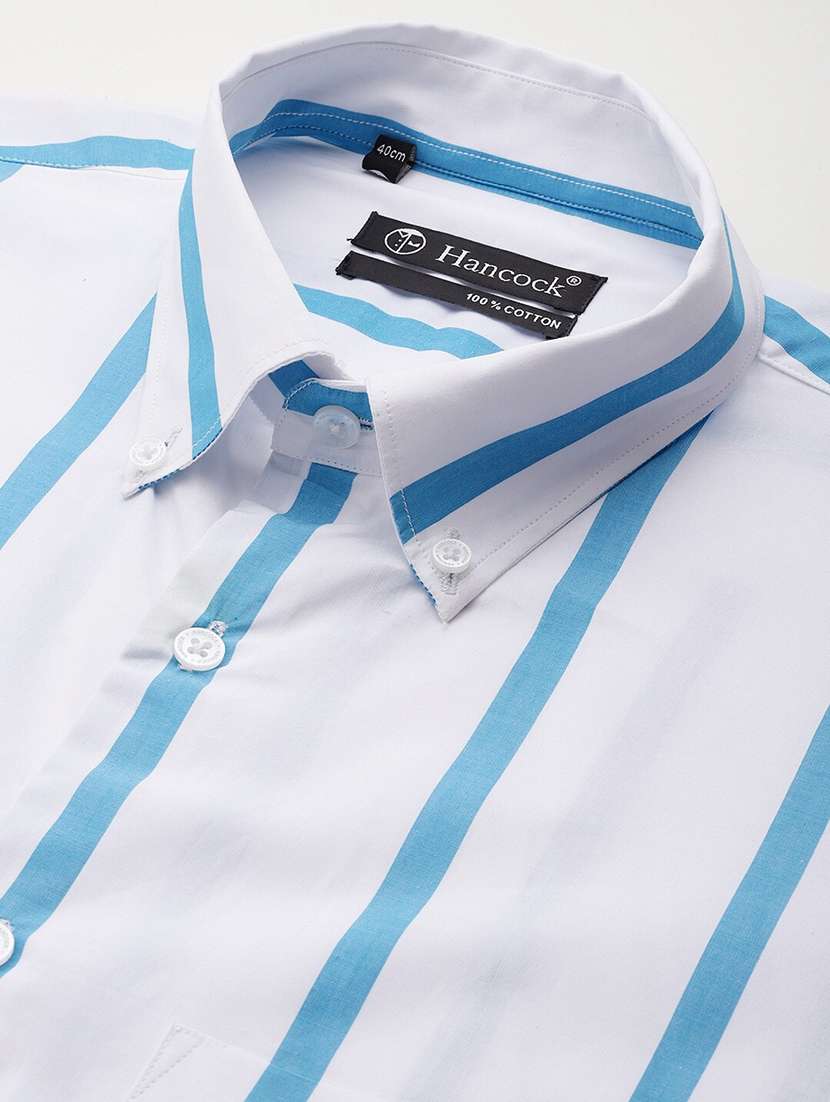 men striped collared long sleeve regular fit shirt - 22039227 -  Standard Image - 4