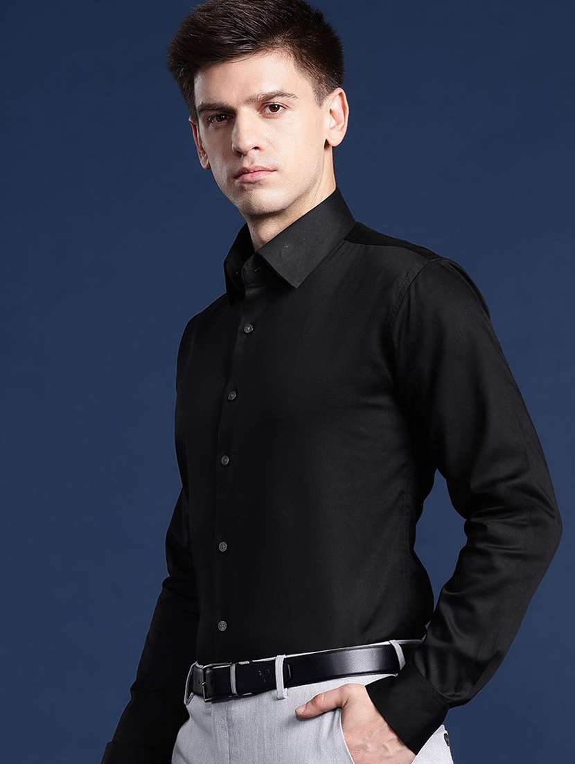 men solid collared long sleeve regular fit shirt - 22039231 -  Standard Image - 1