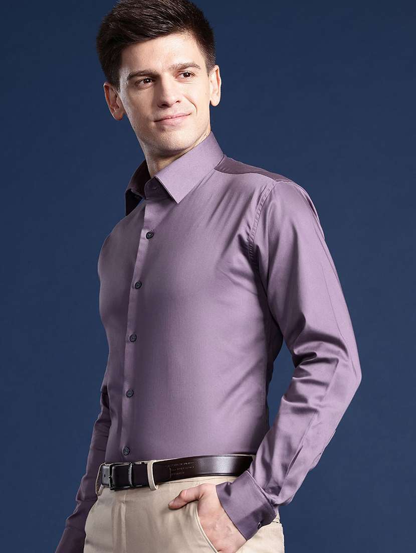 men solid collared long sleeve regular fit shirt - 22039233 -  Standard Image - 1