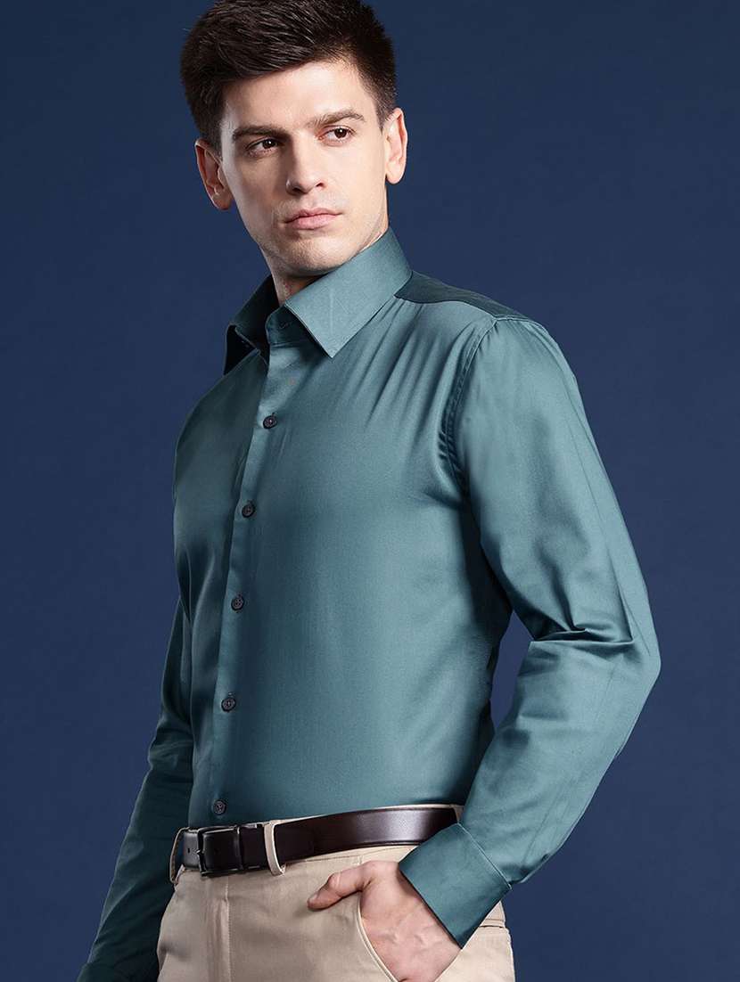 men solid collared long sleeve regular fit shirt - 22039234 -  Standard Image - 1