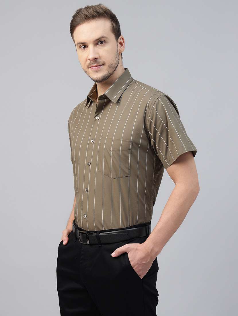 men striped collared short sleeve regular fit shirt - 22039236 -  Standard Image - 1