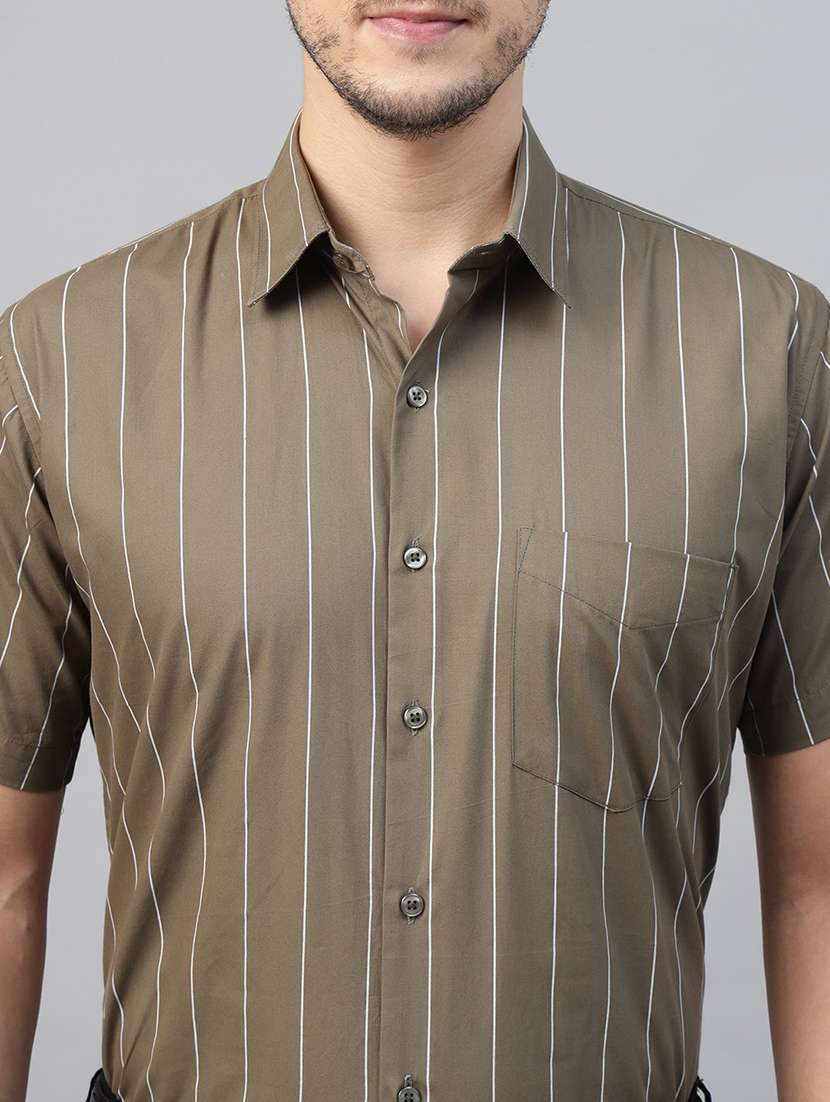 men striped collared short sleeve regular fit shirt - 22039236 -  Standard Image - 4