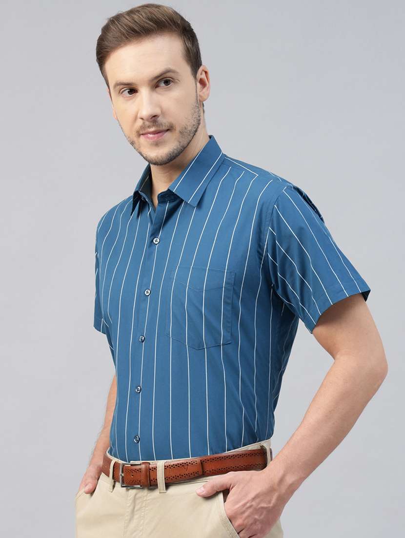 men striped collared short sleeve regular fit shirt - 22039237 -  Standard Image - 1