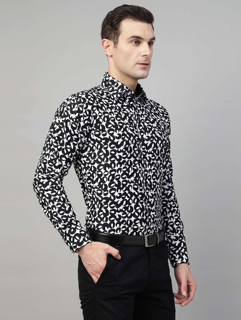 men printed collared long sleeve regular fit shirt - 22039239 -  Standard Image - 1