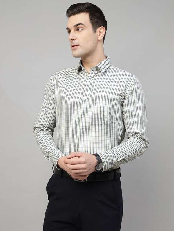 men checkered collared long sleeve regular fit shirt - 22039242 -  Standard Image - 1