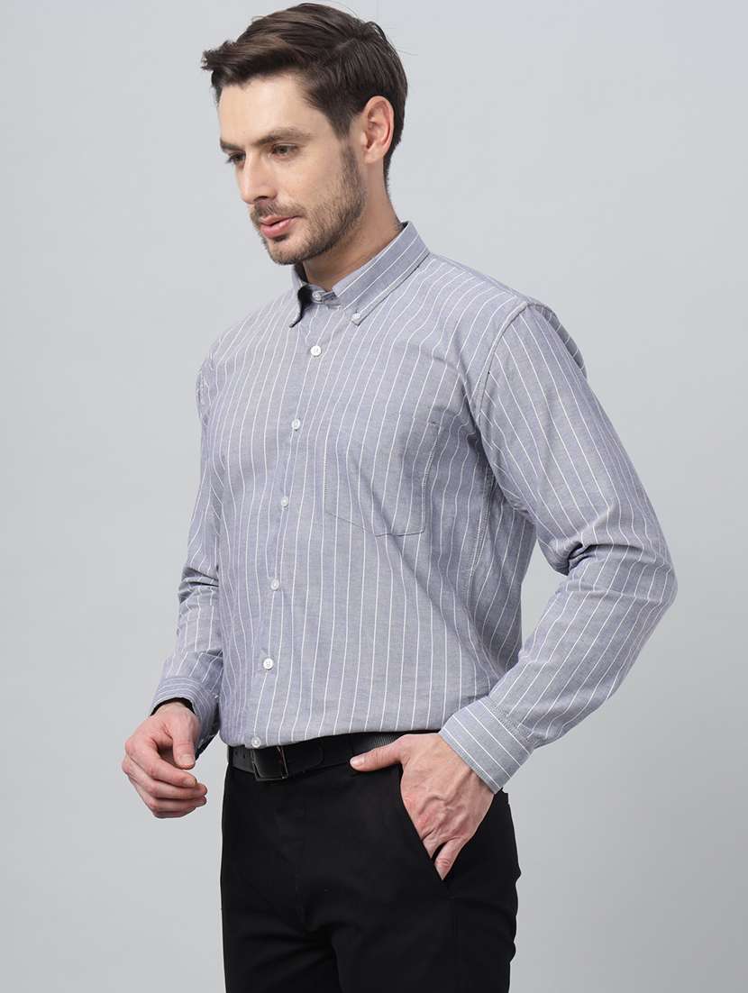 men striped collared long sleeve regular fit shirt - 22039248 -  Standard Image - 1