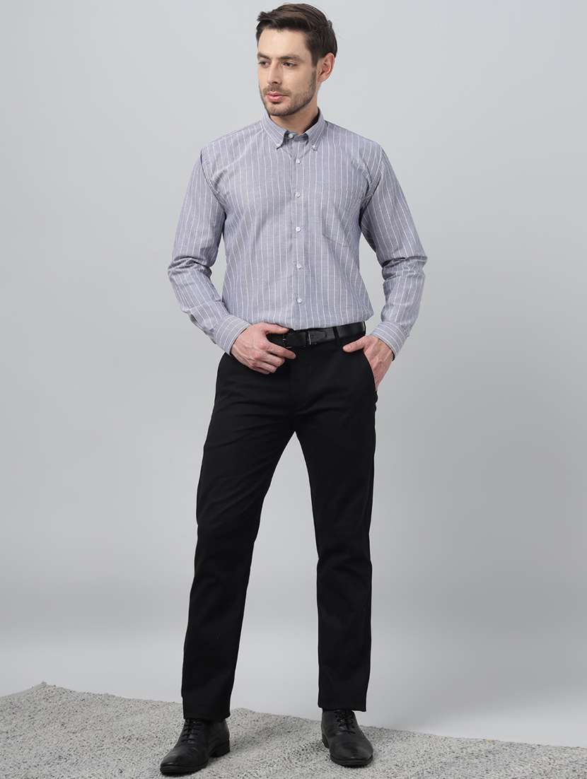 men striped collared long sleeve regular fit shirt - 22039248 -  Standard Image - 4