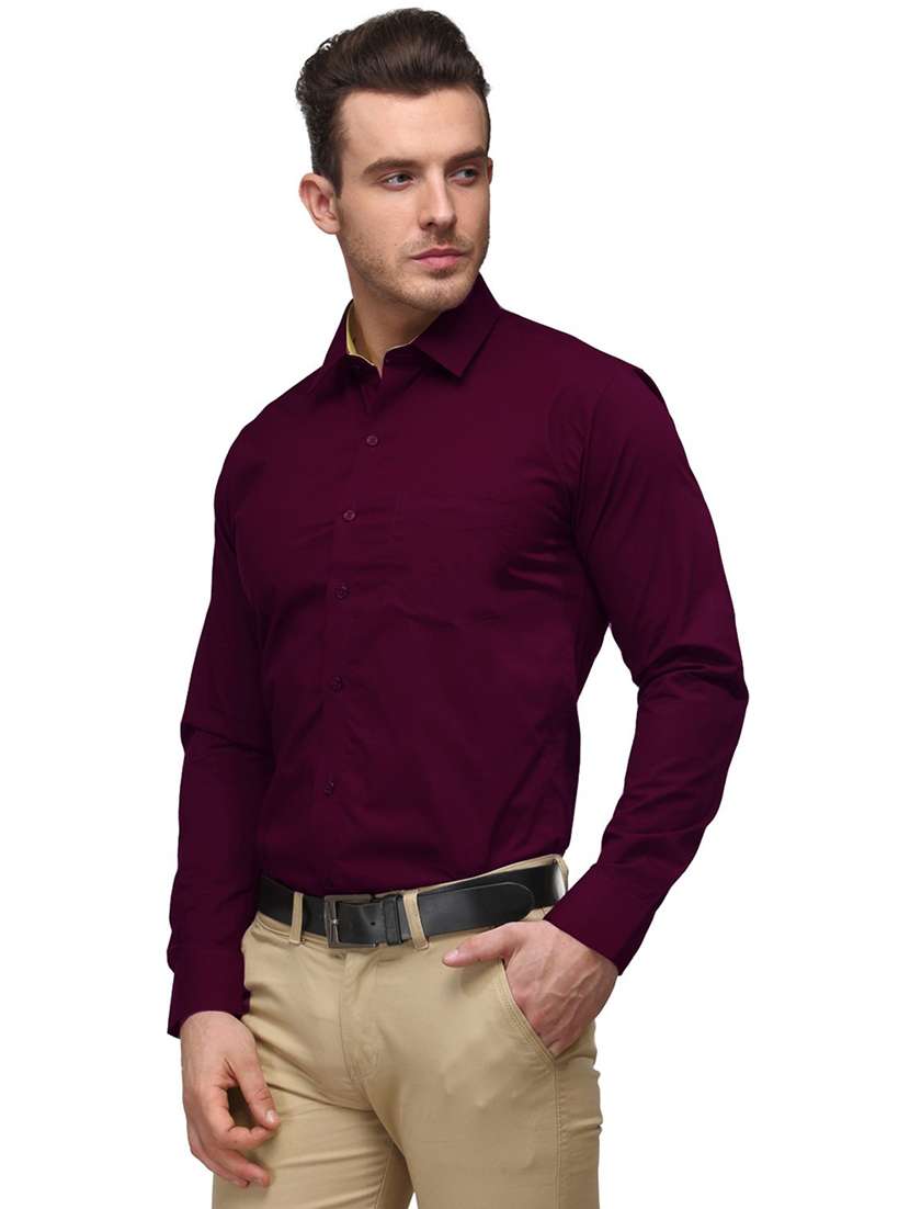 men solid collared long sleeve regular fit shirt - 22039249 -  Standard Image - 1