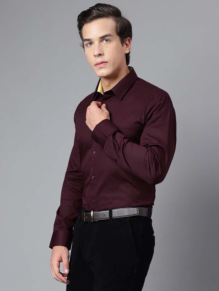 men solid collared long sleeve shirt - 22039250 -  Standard Image - 1