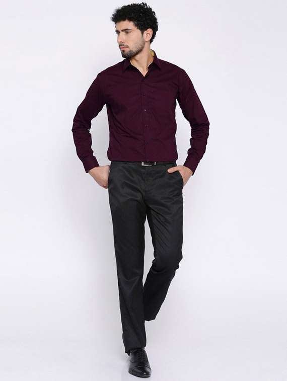 men solid collared long sleeve shirt - 22039250 -  Standard Image - 4