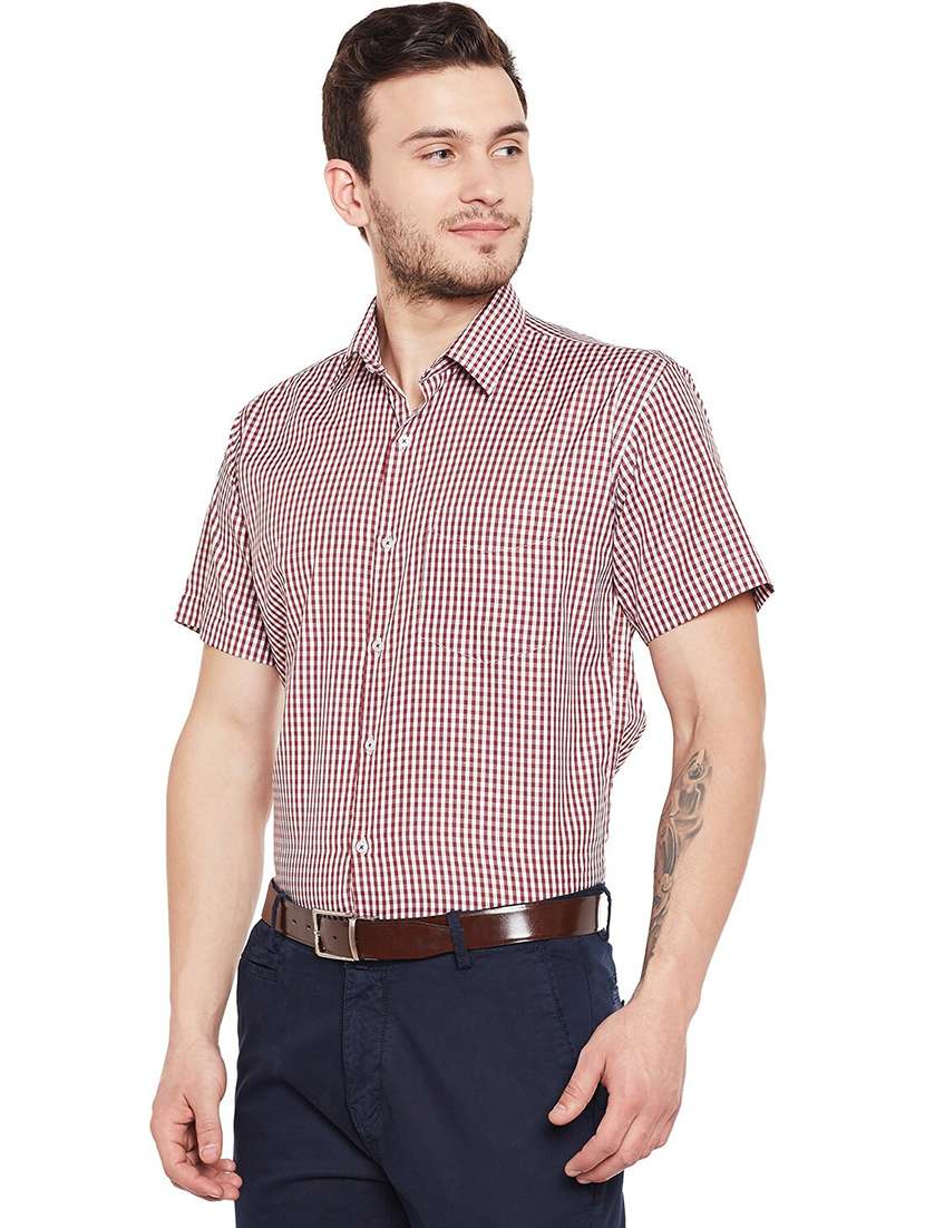 men checkered collared short sleeve shirt - 22039255 -  Standard Image - 1
