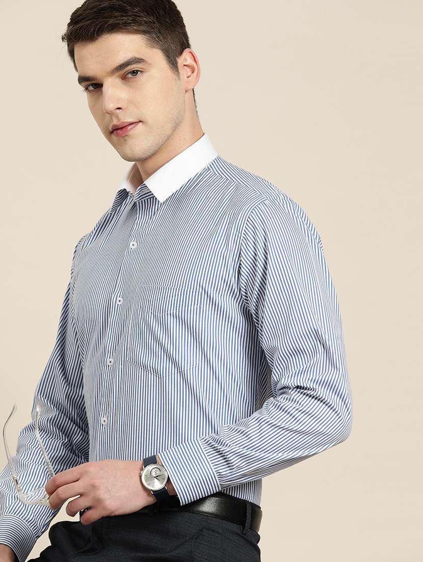 men striped collared long sleeve shirt - 22039258 -  Standard Image - 1