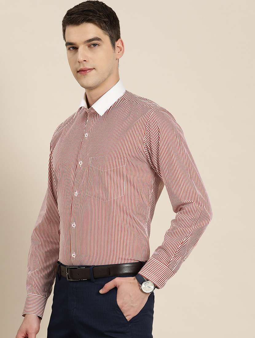 men striped collared long sleeve shirt - 22039259 -  Standard Image - 1