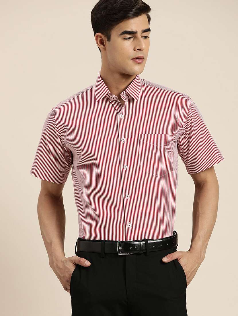 men striped collared short sleeve shirt - 22039264 -  Standard Image - 1