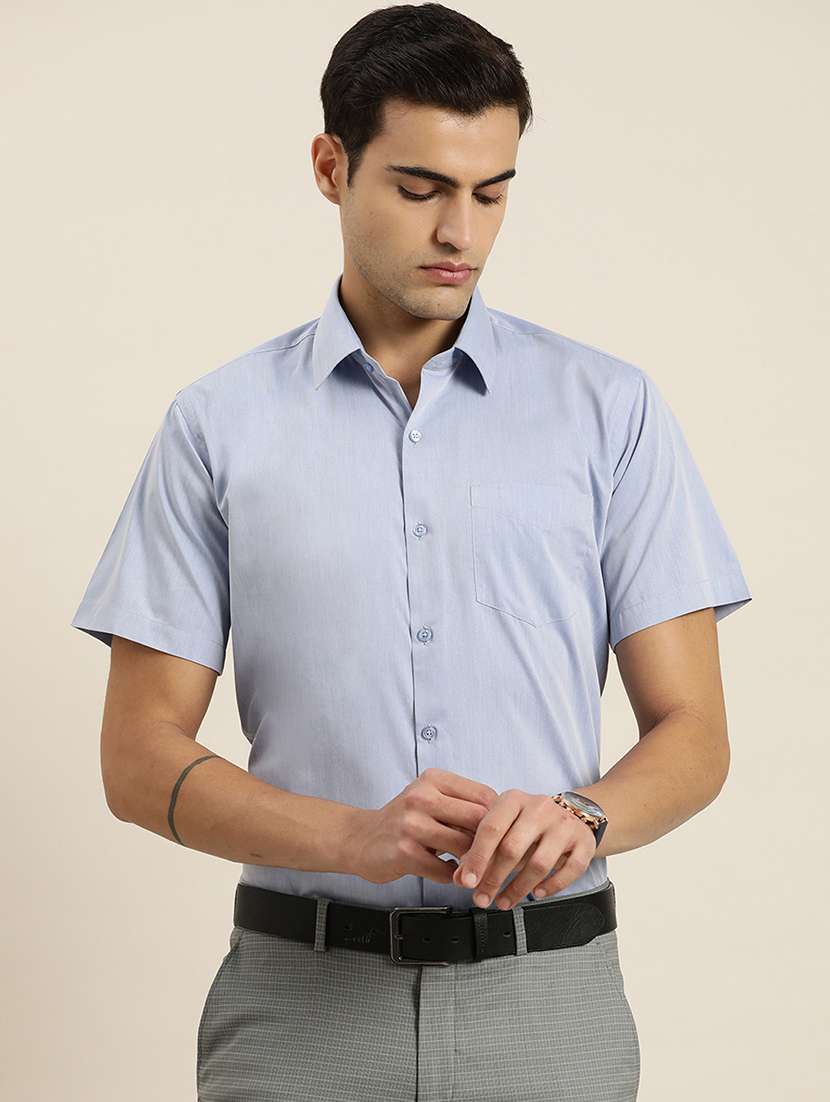 men solid collared short sleeve regular fit shirt - 22039267 -  Standard Image - 1