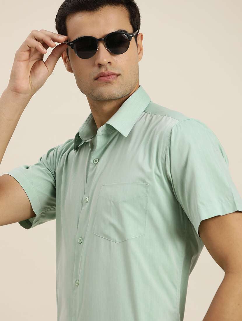 men solid collared short sleeve regular fit shirt - 22039269 -  Standard Image - 1