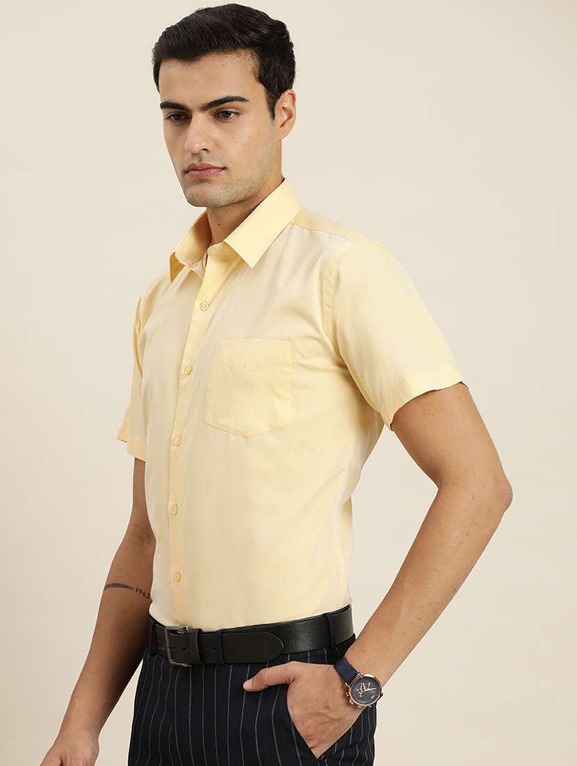 men solid collared short sleeve regular fit shirt - 22039273 -  Standard Image - 1