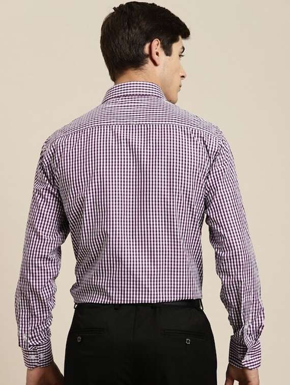 men checkered collared long sleeve shirt - 22039278 -  Standard Image - 1
