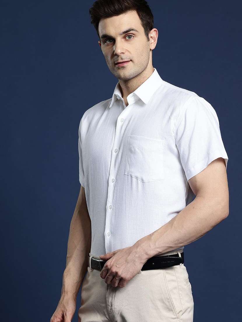 men solid collared short sleeve regular fit shirt - 22039286 -  Standard Image - 1
