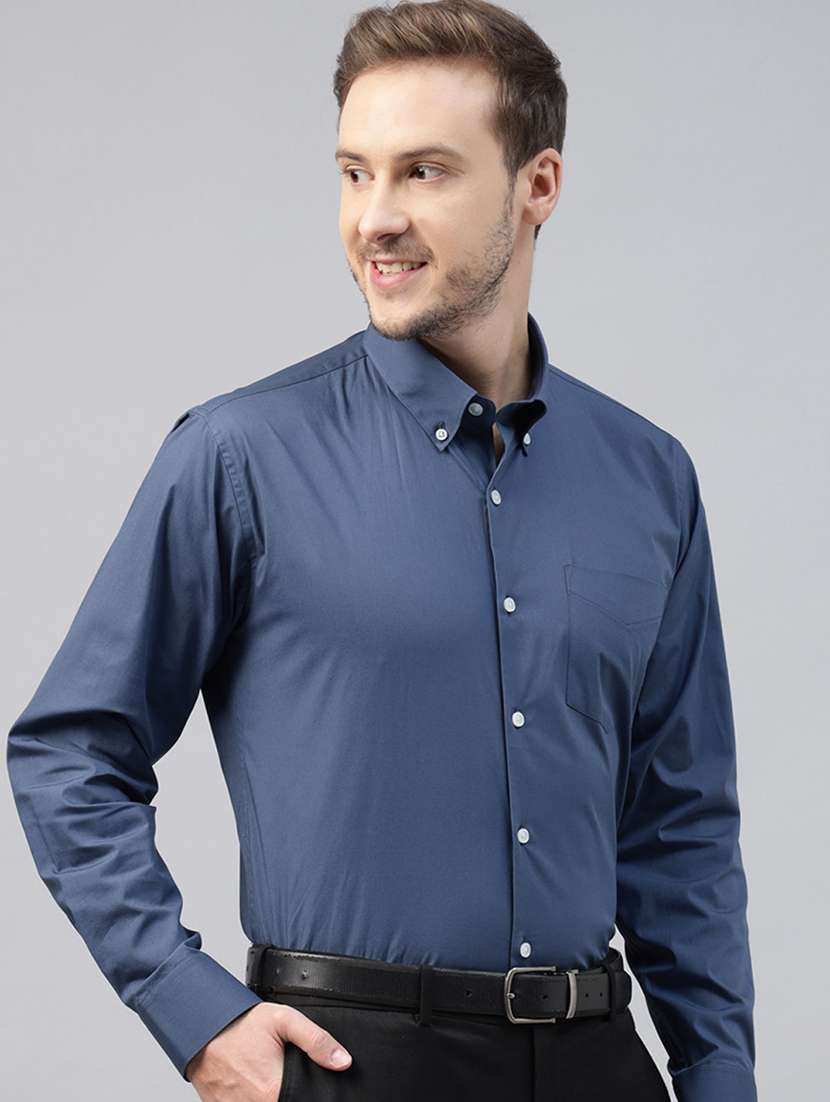 men solid collared long sleeve regular fit shirt - 22039305 -  Standard Image - 1