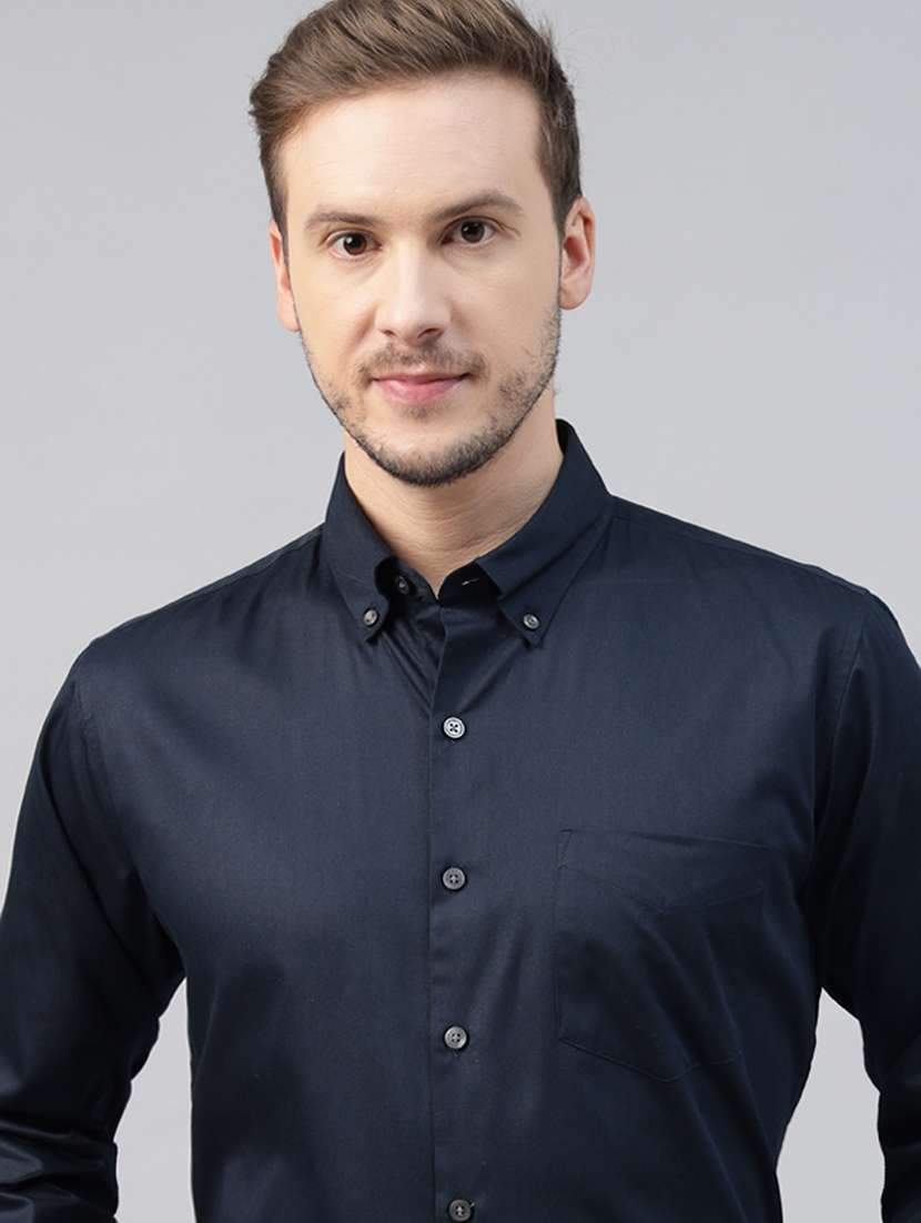 men solid collared long sleeve regular fit shirt - 22039306 -  Standard Image - 4