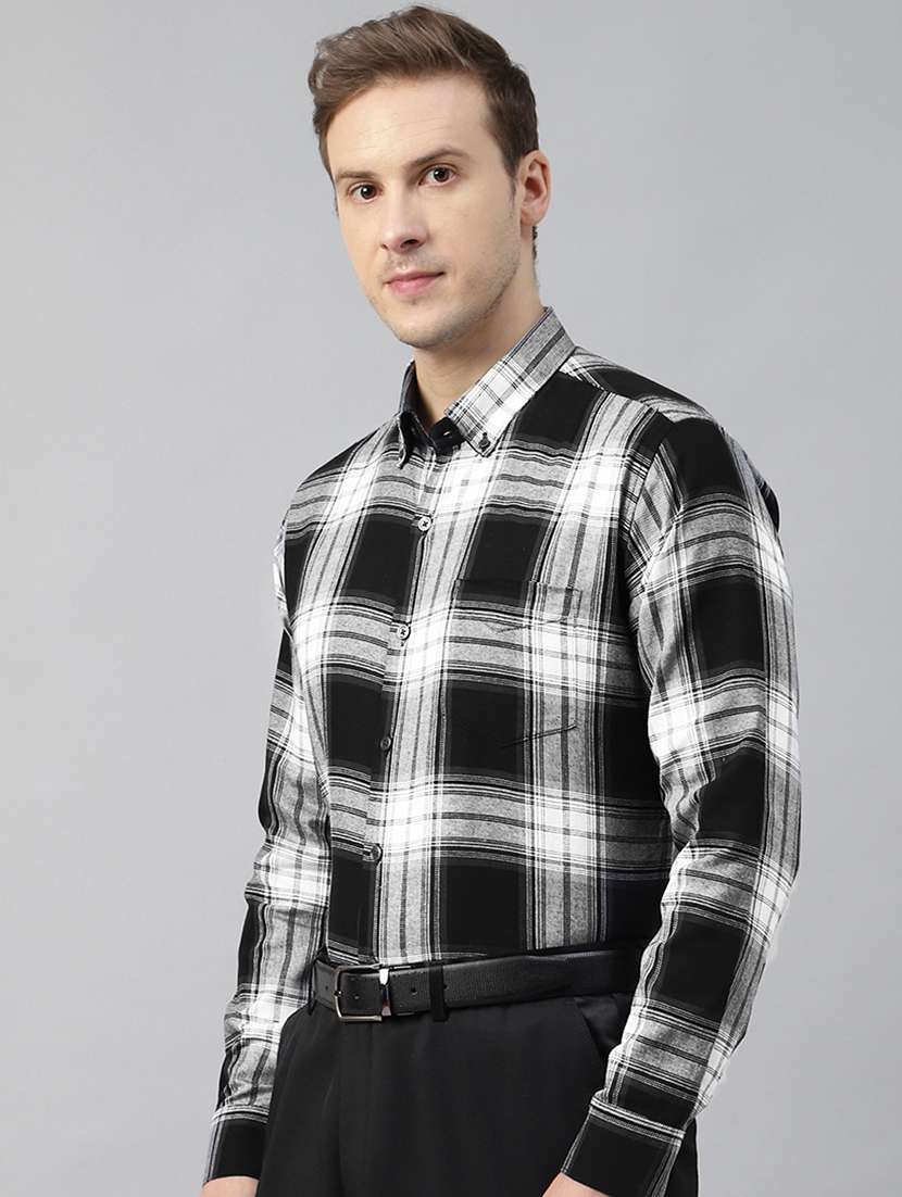 men checkered collared long sleeve shirt - 22039308 -  Standard Image - 1