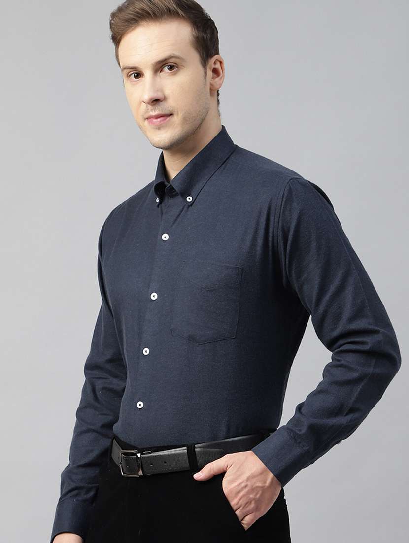 men solid collared long sleeve regular fit shirt - 22039309 -  Standard Image - 1