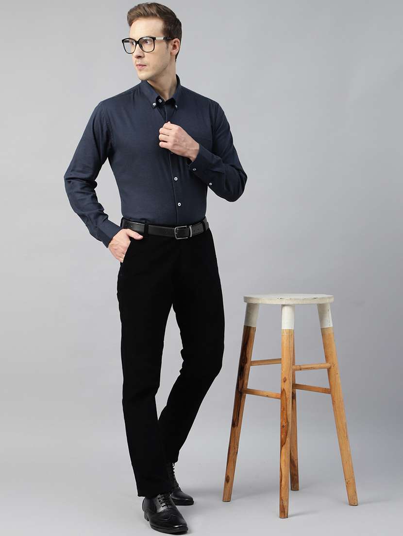 men solid collared long sleeve regular fit shirt - 22039309 -  Standard Image - 4