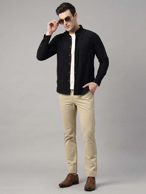 men solid collared long sleeve regular fit shirt - 22039312 -  Standard Image - 4
