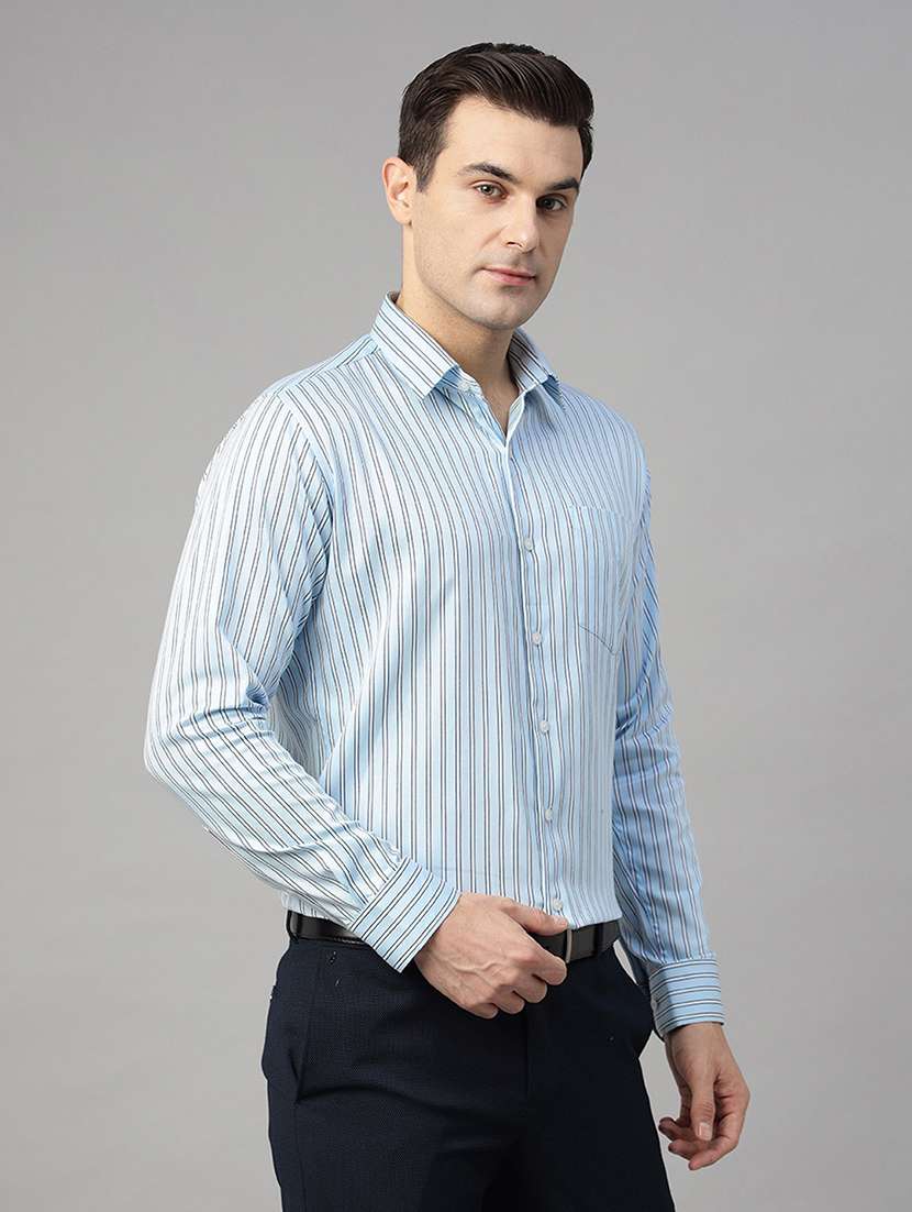men striped collared long sleeve shirt - 22039317 - Standard Image - 1