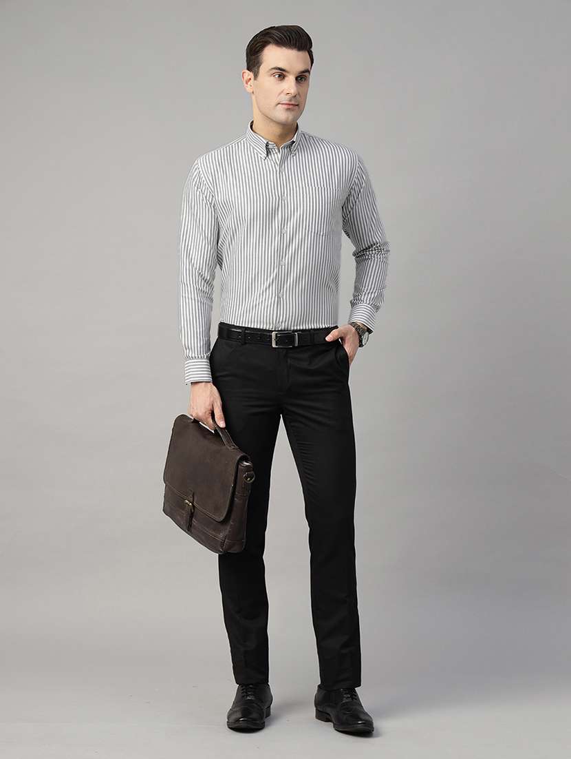 men striped collared long sleeve regular fit shirt - 22039321 -  Standard Image - 4