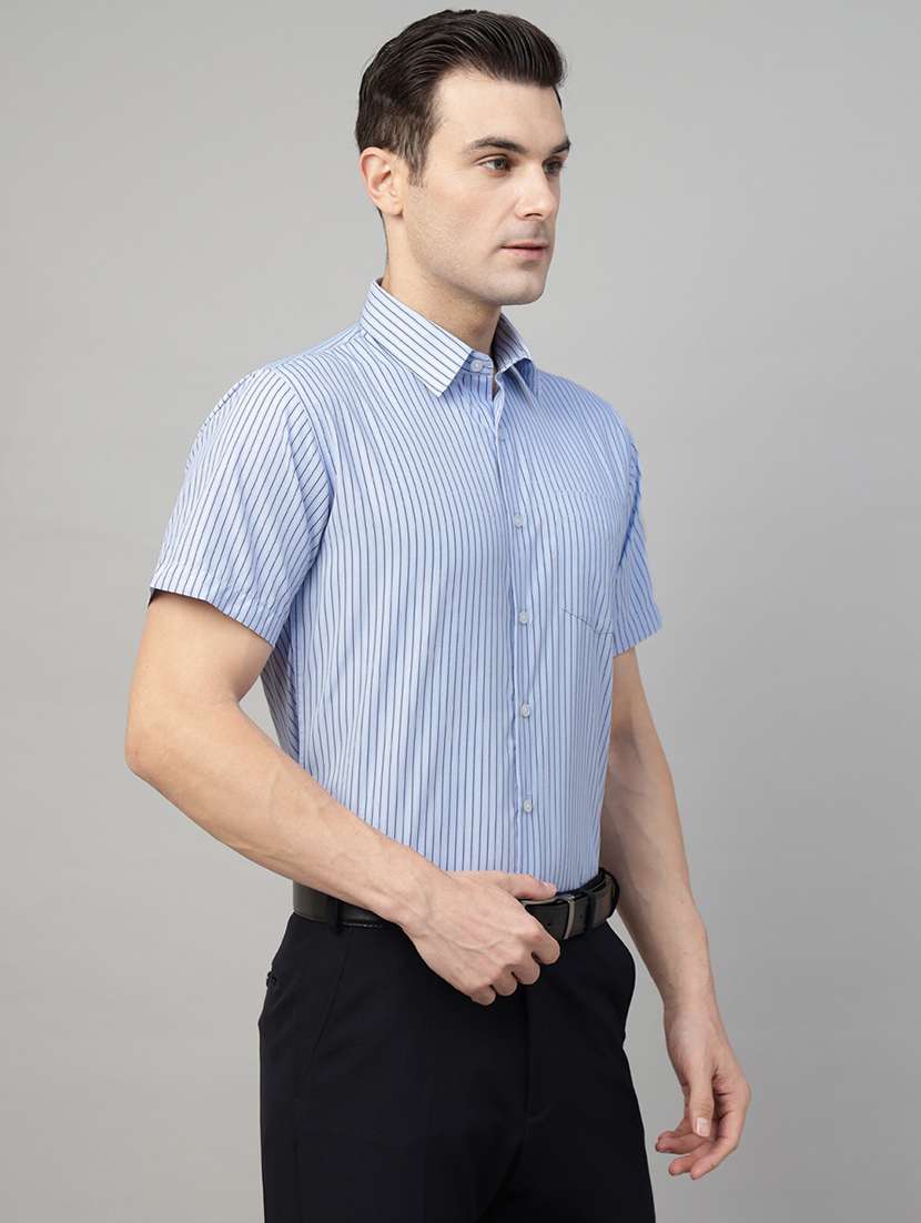 men striped collared short sleeve shirt - 22039341 -  Standard Image - 1