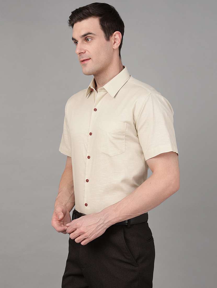 men solid collared short sleeve shirt - 22039342 -  Standard Image - 1