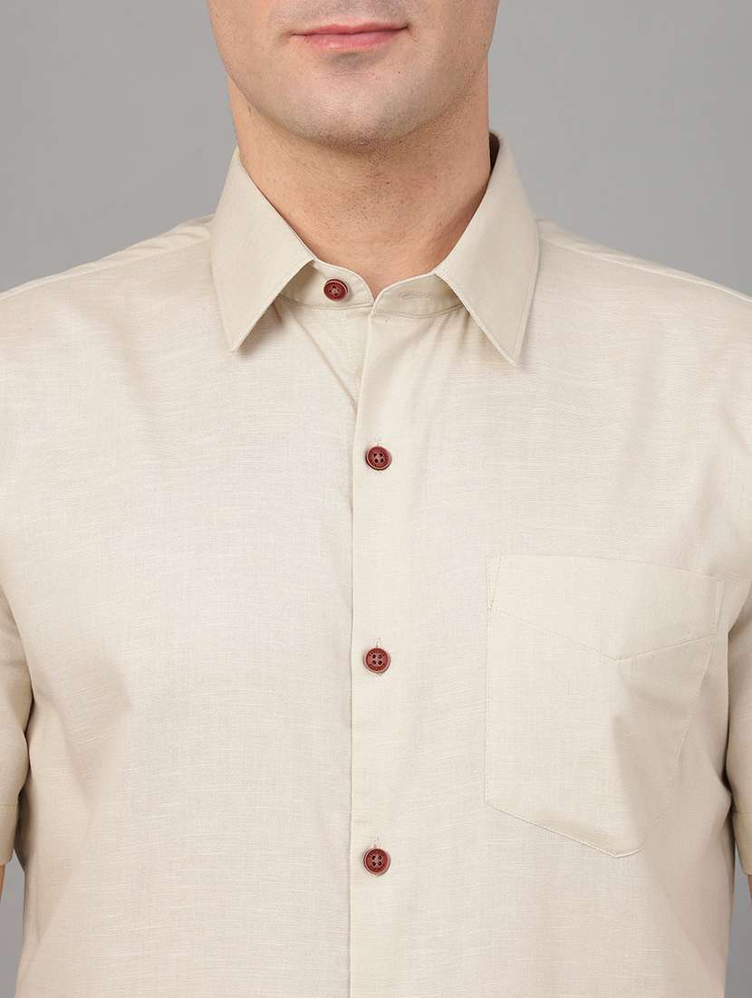 men solid collared short sleeve shirt - 22039342 -  Standard Image - 4