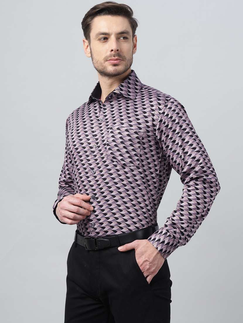 men printed collared long sleeve shirt - 22039345 -  Standard Image - 1