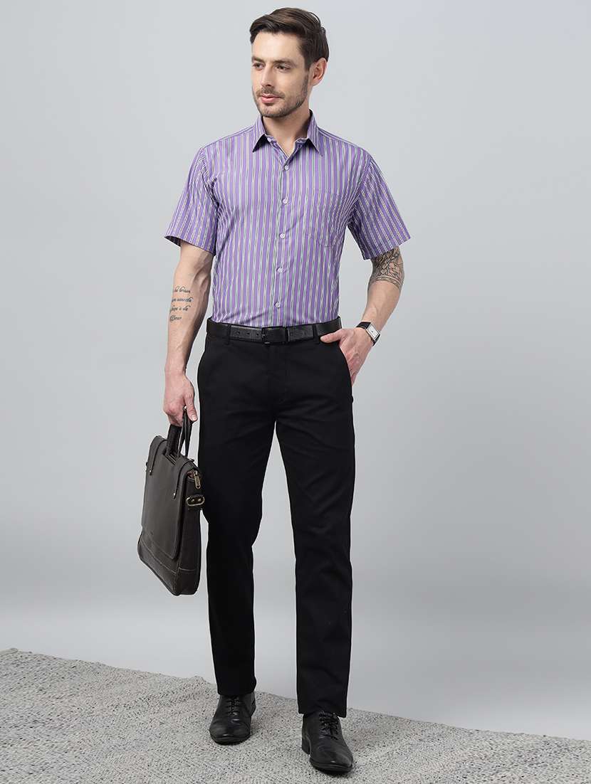 men striped collared short sleeve shirt - 22039346 -  Standard Image - 4