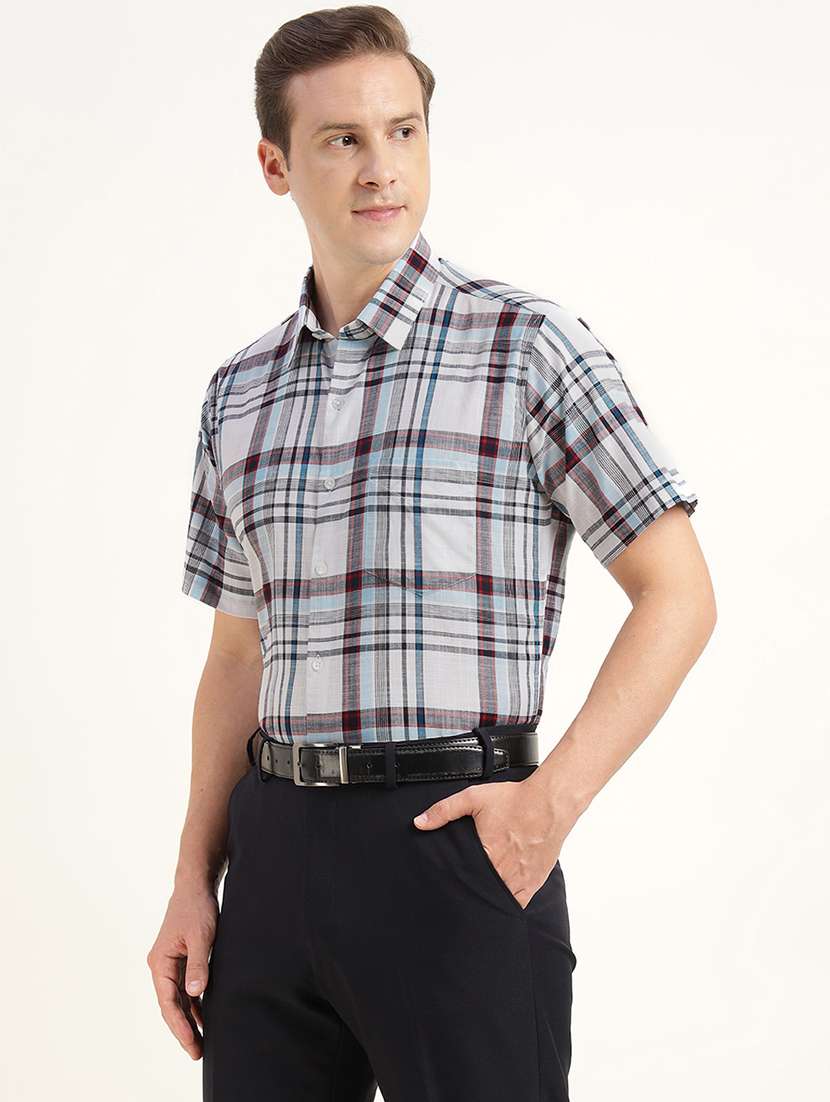 men checkered collared short sleeve regular fit shirt - 22039349 -  Standard Image - 1